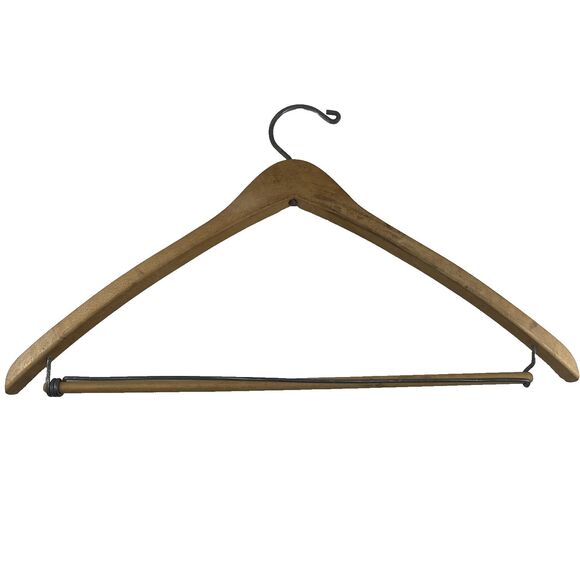 3 Ct VTG WISHBONE Wishbone-Shaped Wood Coat Suit Hangers Locking Pants Bar - Picture 7 of 13